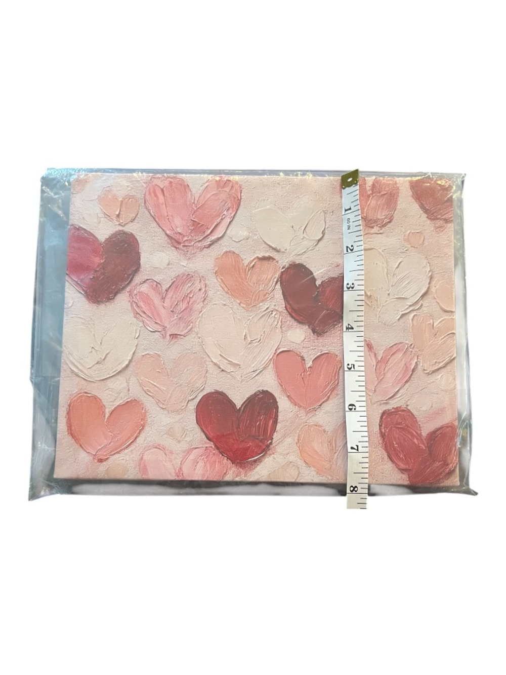 Pink Hearts Textured Canvas Wall Art 10" x 8" Brand New - Picture 3 of 6
